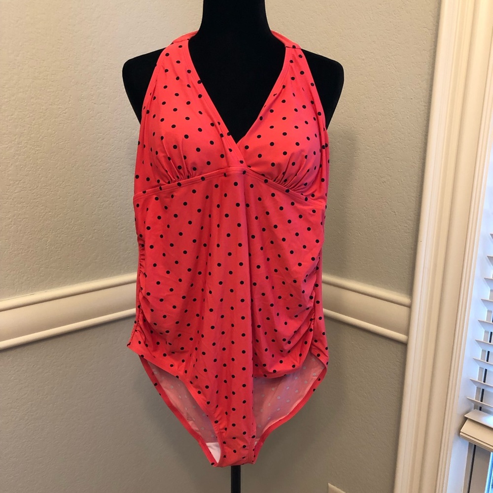 Polka dot maternity one piece bathing suit